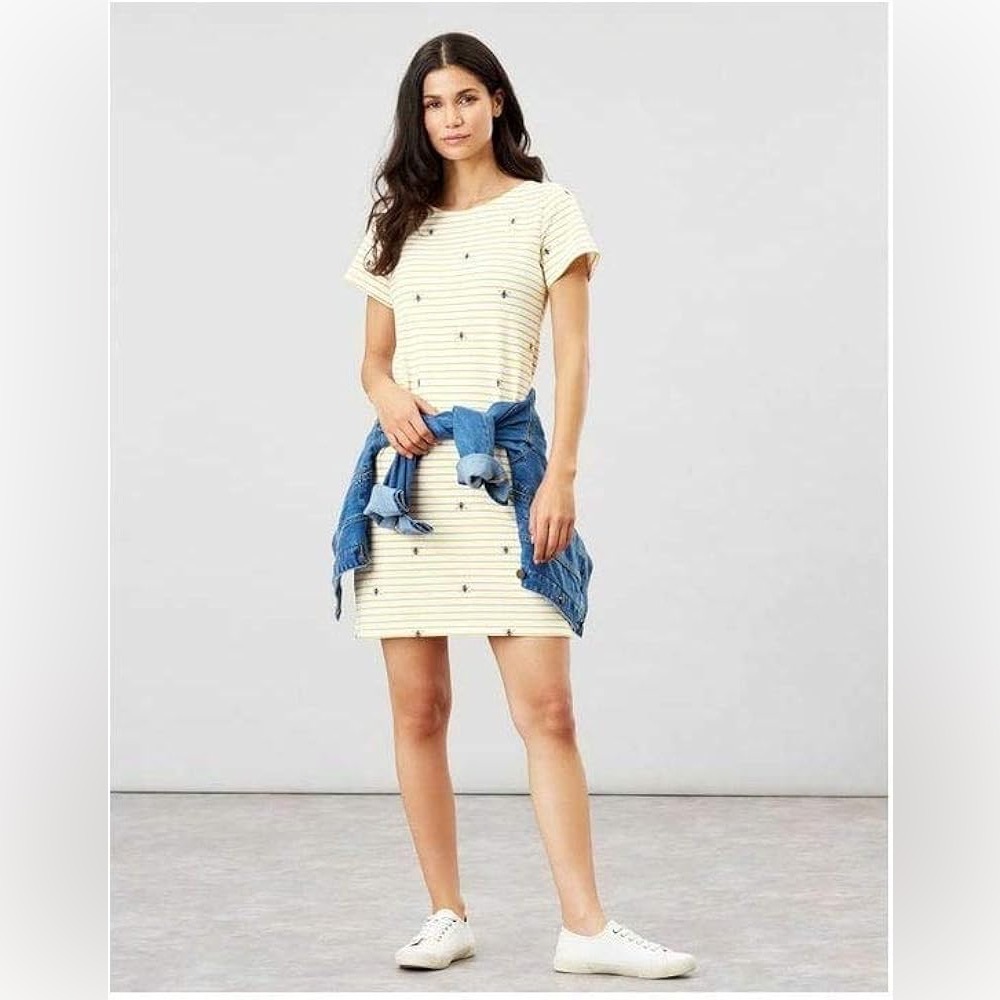 Joules Riviera Print Dress - Bee Stripe Sz 4 mini tshirt dress